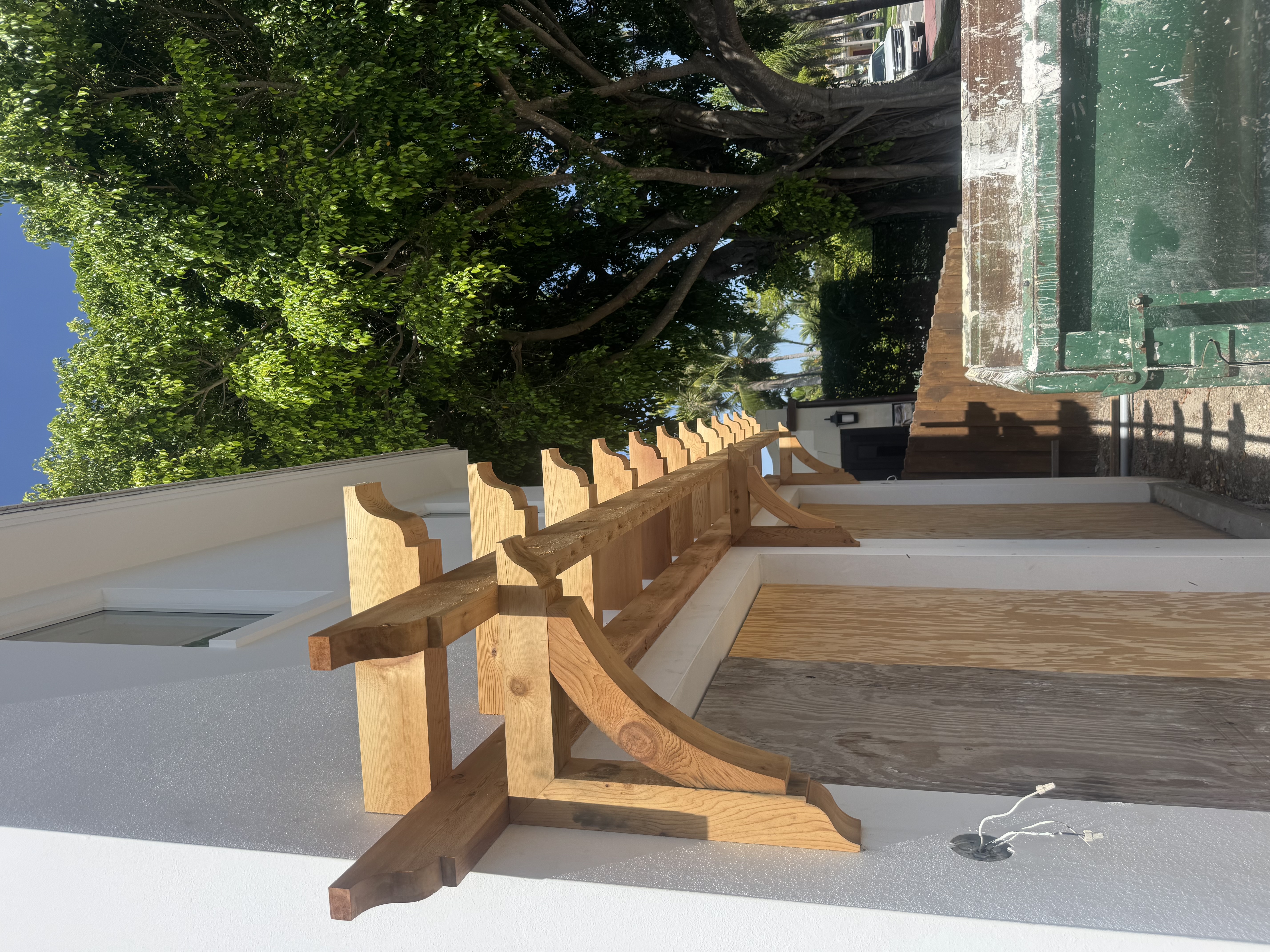 Exterior rafters with ogee tails and corbels